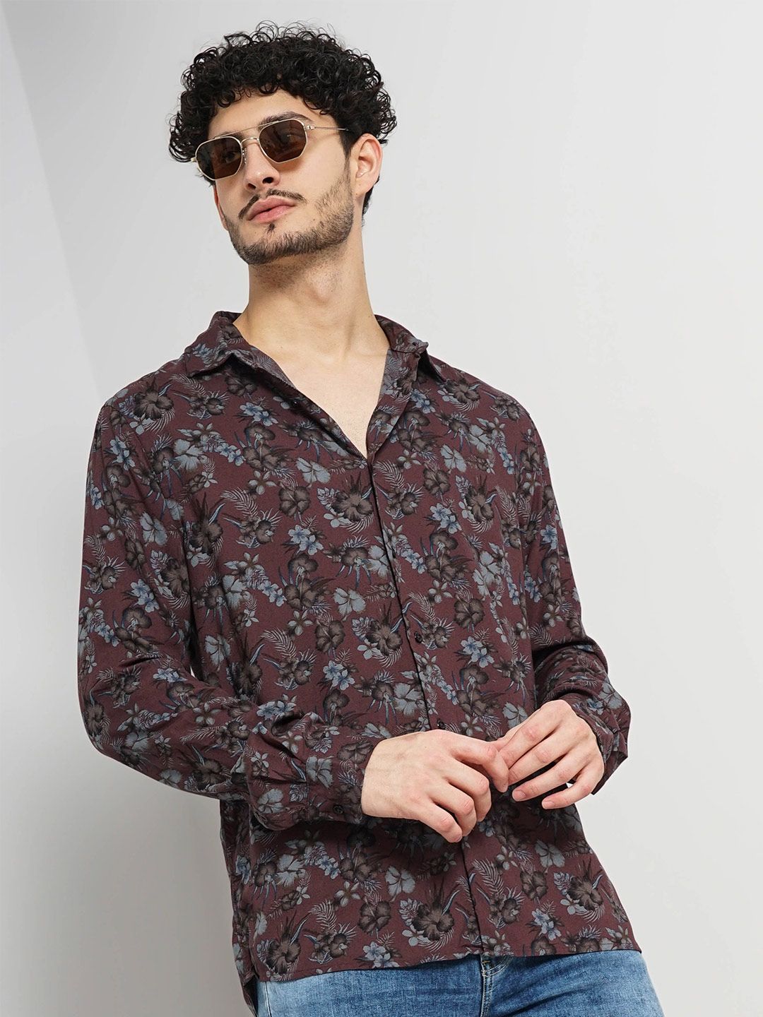 Celio Spread Collar Classic Floral Printed Casual Shirt - Image 2