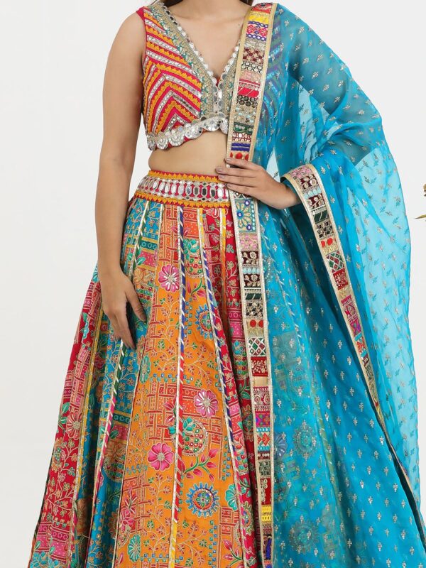 Floral Printed Gotta Patti Ready to Wear Lehenga & Blouse With Dupatta - Image 2