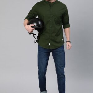 Roadster Men Olive Green Cotton Casual Shirt