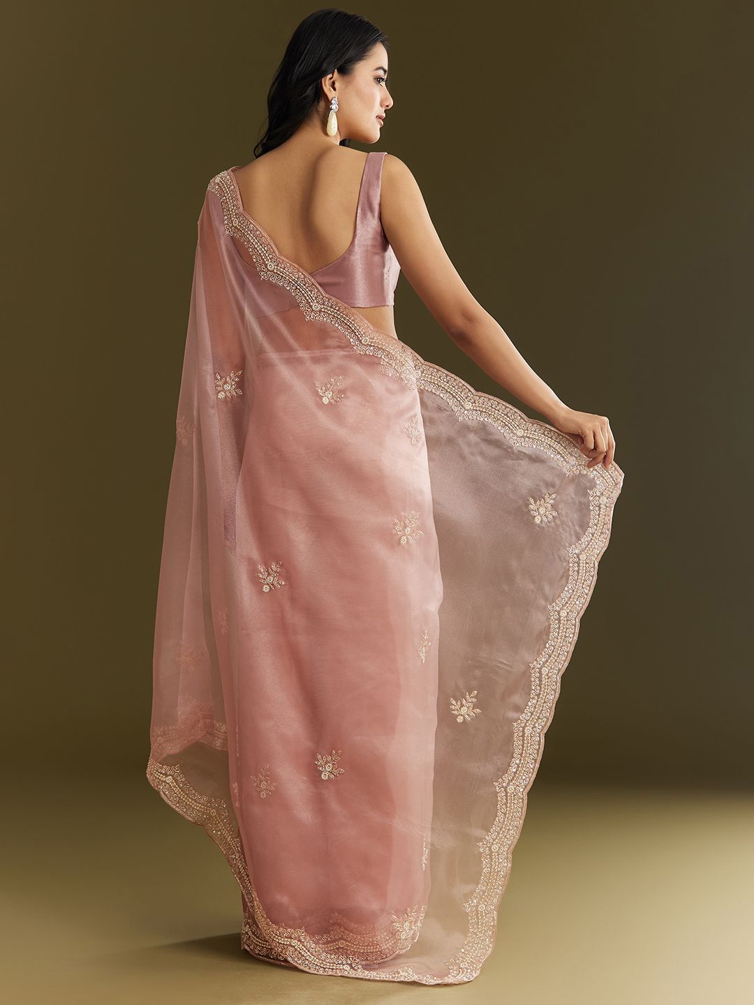 KALKI Fashion Tissue Embroidered Saree With Cutdana Sequins And Moti - Image 3