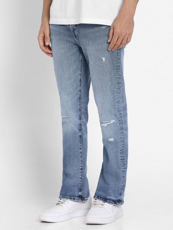 Men Bootcut Low Distress Light Fade Jeans - Image 2