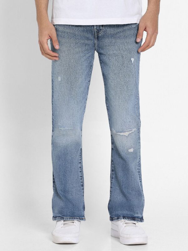 Men Bootcut Low Distress Light Fade Jeans