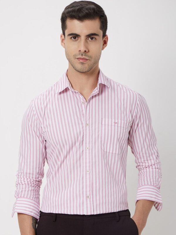 Mufti Slim Fit Striped Pure Cotton Casual Shirt