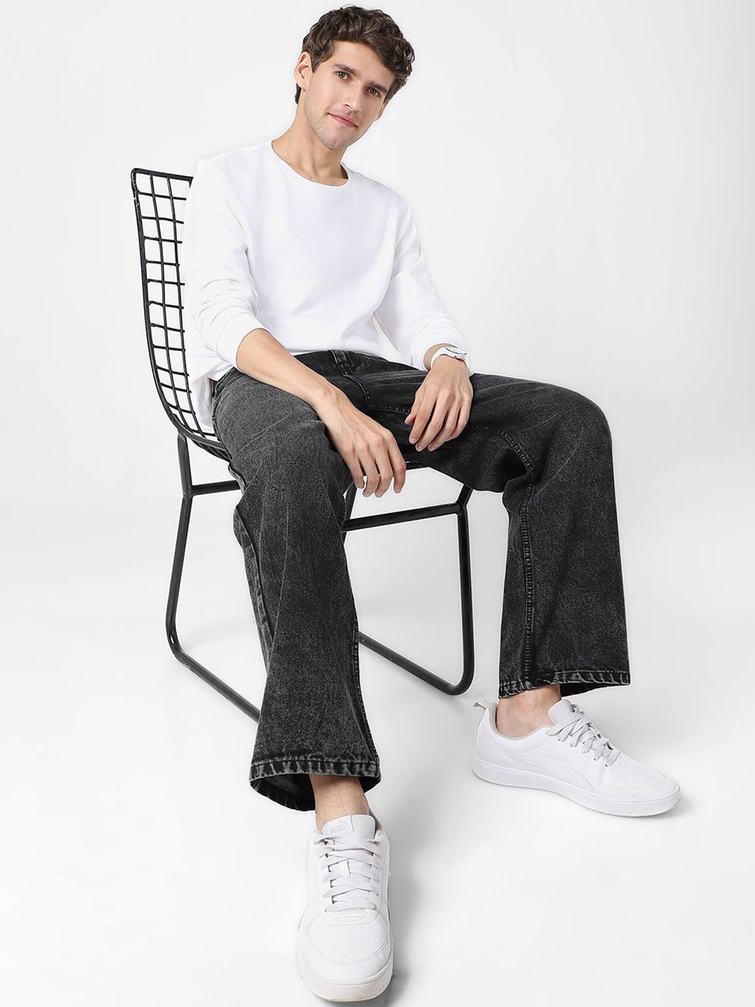 Men's Loose Baggy Fit Non-Stretchable Washed Jeans - Image 4