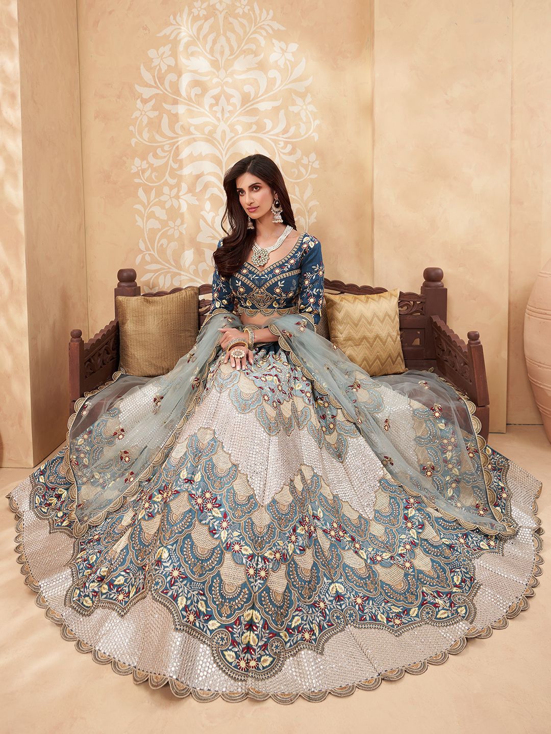 Shaded Blue Silk Lehnega Choli With Duptta - Image 4