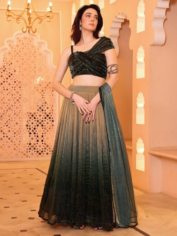 Embellished Sequinned Ready to Wear Lehenga & Unstitched Blouse With Dupatta