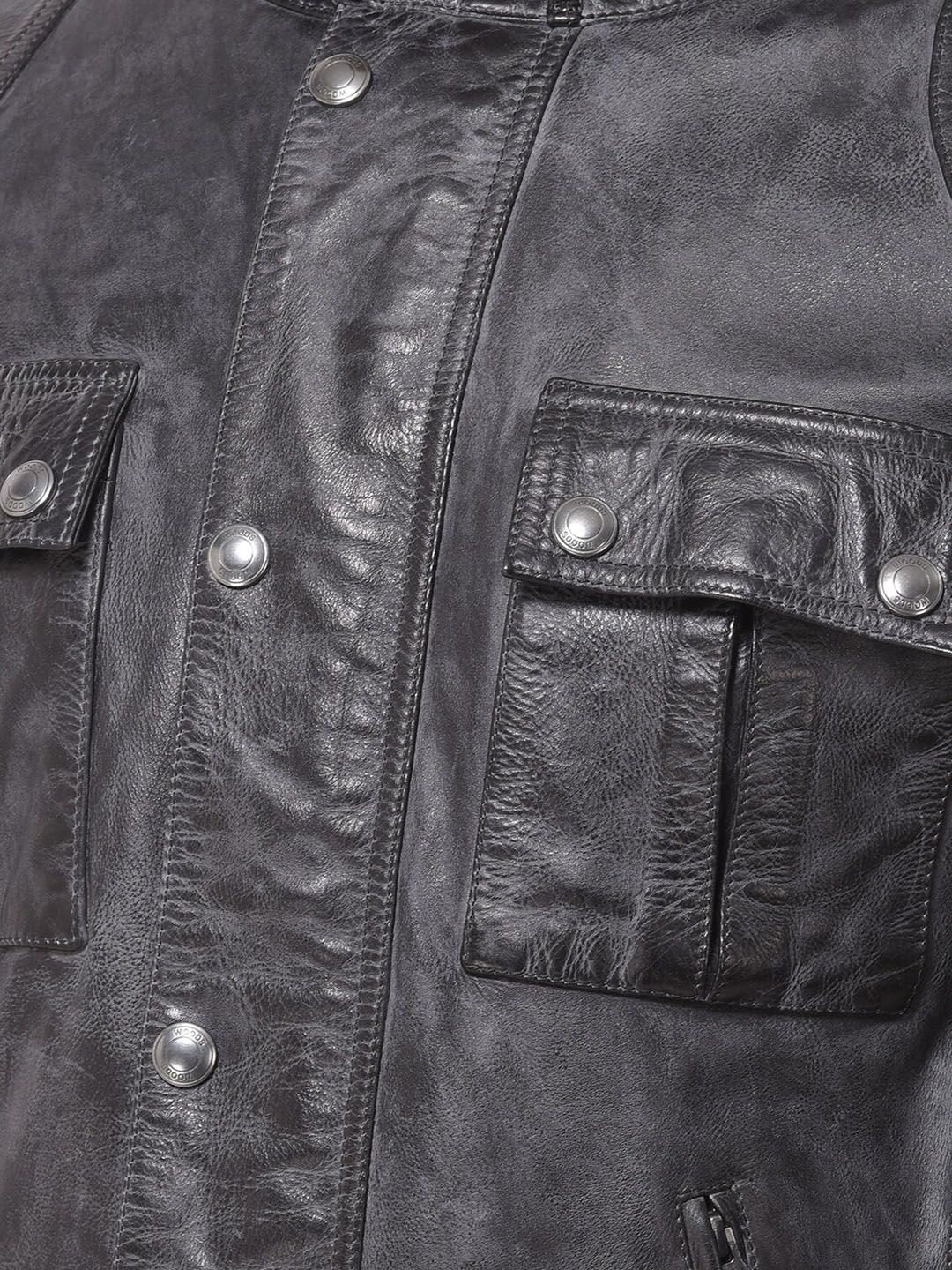 Men Black Leather Water Resistant Longline Bomber with Patchwork Jacket - Image 3