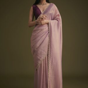 KALKI Fashion Striped Sequinned Tissue Saree With Contrast Blouse